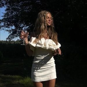 Zara Cream Ruffled Strap Dress